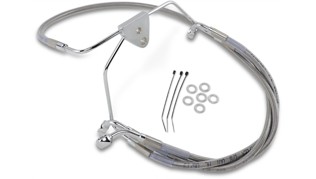DRAG SPECIALTIES Brake Line - Front - +4" - Touring - Harley-Davidson 1996-2007 - Stainless Steel 660411-4