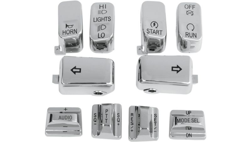DRAG SPECIALTIES Switch Caps - Audio/Cruise - Harley-Davidson 1996-2013 - Chrome H18-033700-C - PartsOutlet.com.au
