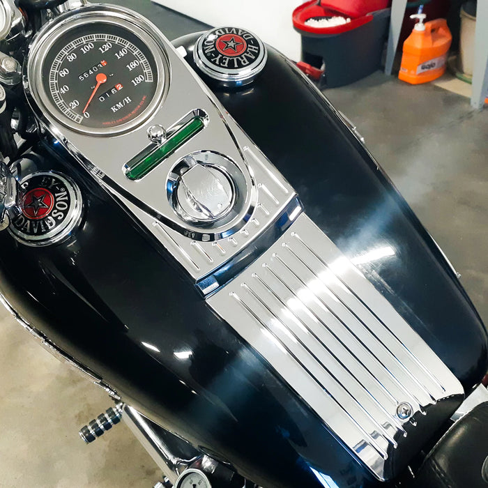 JOKER MACHINE Lower Dash Panel - Ball-Milled - Chrome - '84-'99 Softail - 931101-1BMC - PartsOutlet.com.au