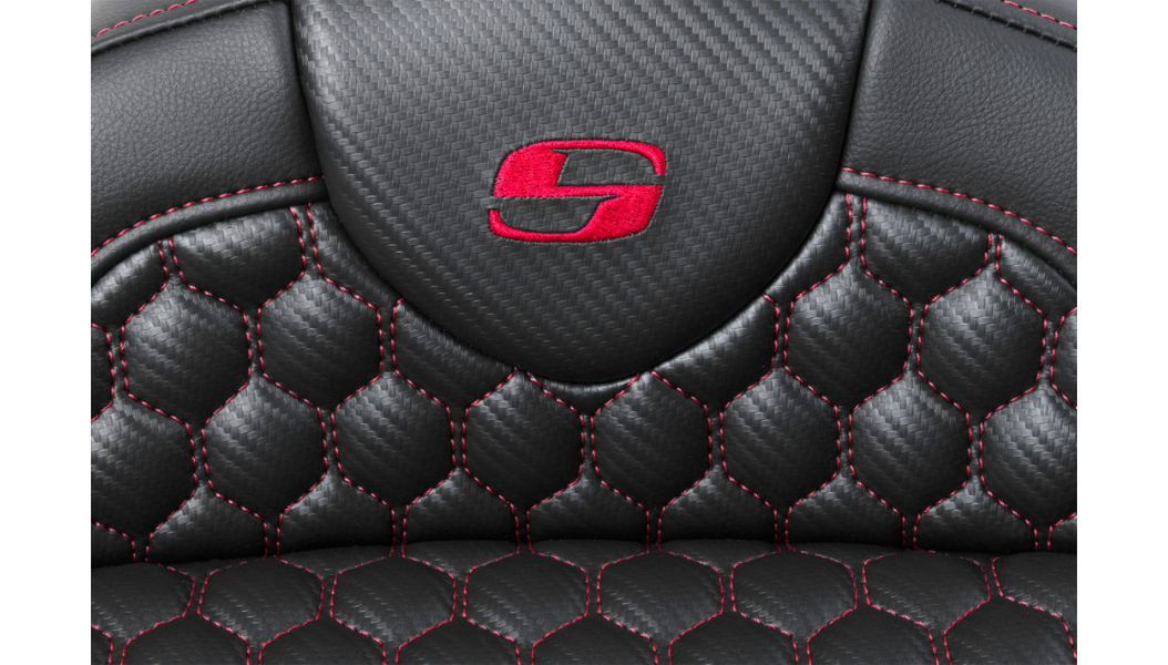 SADDLEMEN RoadSofa Seat - Honeycomb - Red Stitch - with Backrest - FLH/FLT '08-'23 A808-07R-189RED - PartsOutlet.com.au