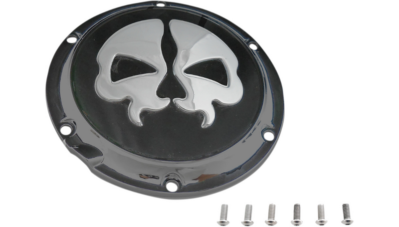DRAG SPECIALTIES Split Skull Derby Cover - Harley-Davidson 2004-2022 - Black 78044B - PartsOutlet.com.au