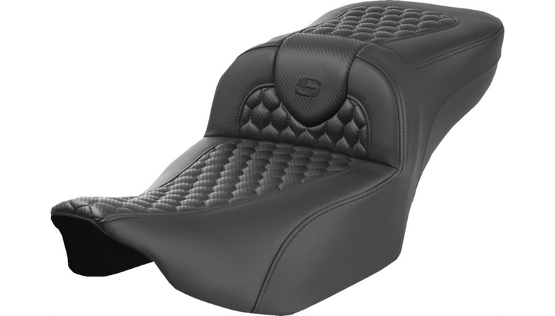 SADDLEMEN Heated RoadSofa Seat - Extended Reach - Honeycomb Stitch - w/o Backrest - FLT/FLH '23-25 - 823-07-190A0