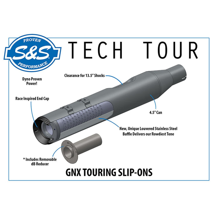 S&S CYCLE GNX SLIP-ON Muffler for 2017+ M8 TOURING MODELS — Black - 550-0990