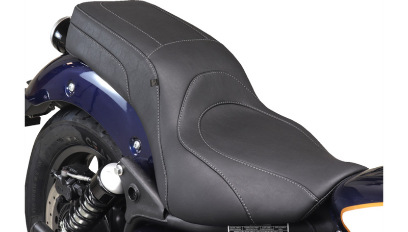 MUSTANG Squareback 2-Up Seat - Black w/ Steel Stitch - Royal Enfield '23-'25 - 88600ST