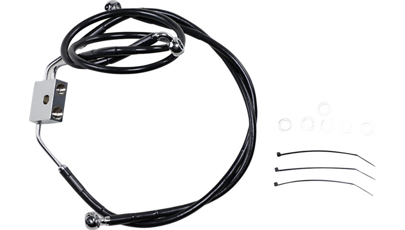 DRAG SPECIALTIES Brake Line - Front - Black - +10" - FXDF '12-'17 - 612137-10BLK