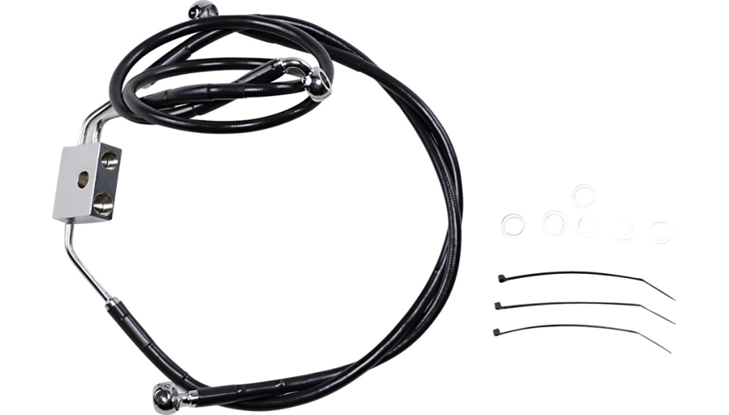 DRAG SPECIALTIES Brake Line - Front - Black - +10" - FXDF '12-'17 612137-10BLK