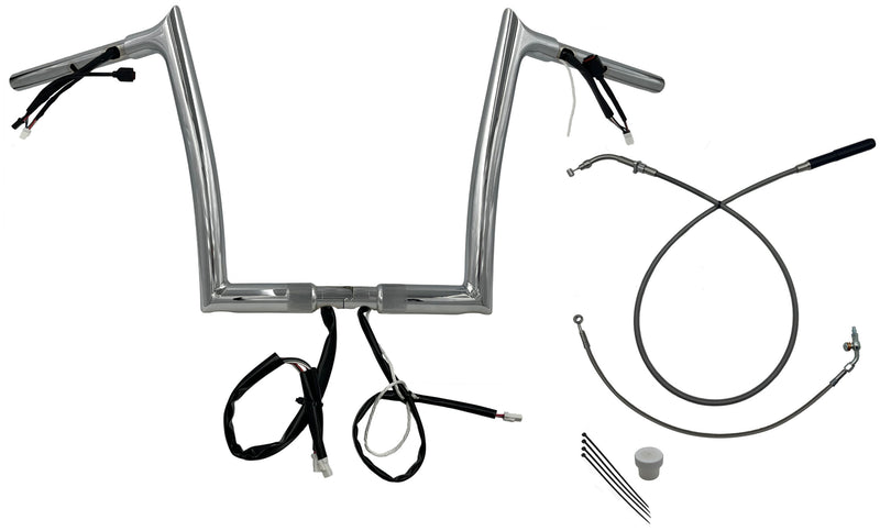 FAT BAGGERS INC. 1-1/4" EZ Install Pointed Top Handlebar - 12" - Chrome - FLTR '23-'25 - 949912