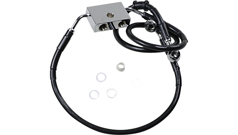 DRAG SPECIALTIES Brake Line - Front - +6" - Black - '14-'22 XL - 614743-6BLK