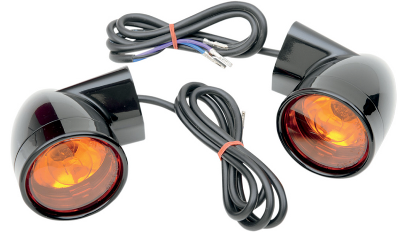 DRAG SPECIALTIES Bullet Turn Signal Lights FLT - Black - Harley-Davidson 1999-2022 - 12-0224GB-2 - PartsOutlet.com.au