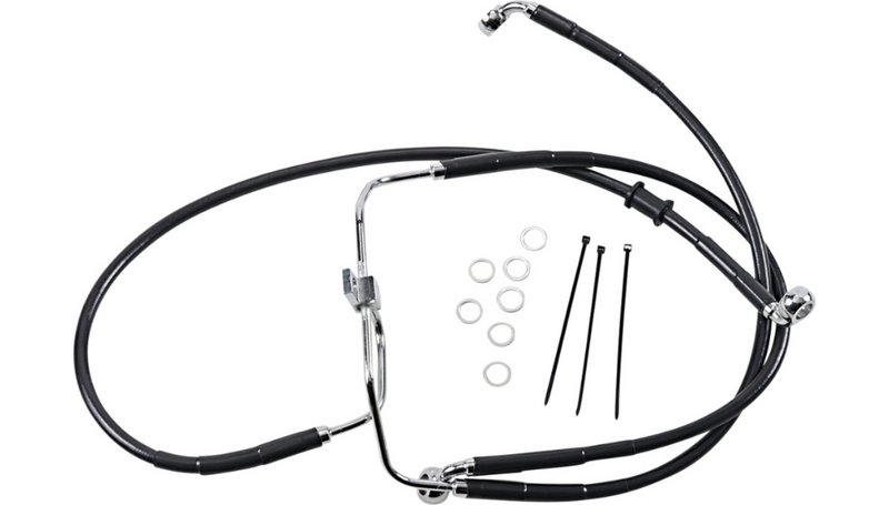 DRAG SPECIALTIES Brake Line - Front - Black - +6" - FXDF '08-'17 - 660325-6BLK