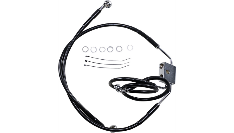 DRAG SPECIALTIES Brake Line - Front - Black - +6" - FXDF '12-'17 - 612137-6BLK