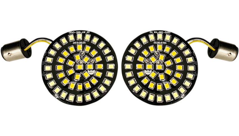 DRAG SPECIALTIES Bullet-Style Dual Front Turn Signal Insert - White - Amber - Harley-Davidson 2007-2021 - DS-300-AW-1157 - PartsOutlet.com.au