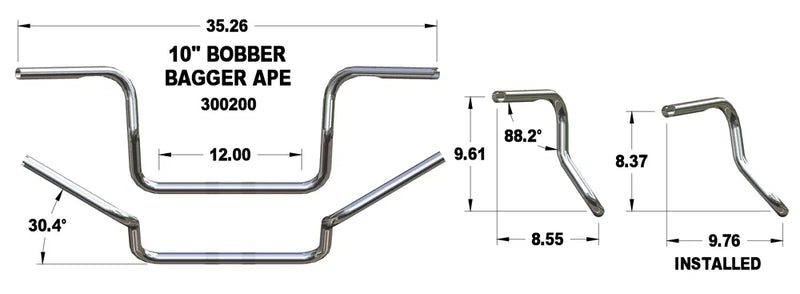 KHROME WERKS Handlebar - Ape Hanger - 10" - Chrome - FL '97-'21 - 300200