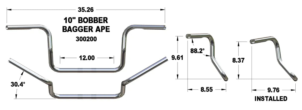 KHROME WERKS Handlebar - Ape Hanger - 10" - Chrome 300200