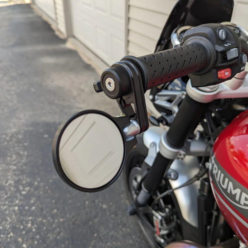 JOKER MACHINE Folding Bar-End Mirror - 2-1/4" - Black - 09-302B