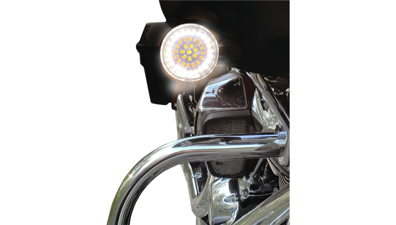 DRAG SPECIALTIES Bullet-Style Dual Front Turn Signal Insert - White - Amber - Harley-Davidson 2007-2021 - DS-300-AW-1157 - PartsOutlet.com.au