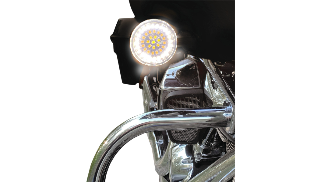 DRAG SPECIALTIES Bullet-Style Dual Front Turn Signal Insert - White - Amber - Harley-Davidson 2007-2021 - DS-300-AW-1157