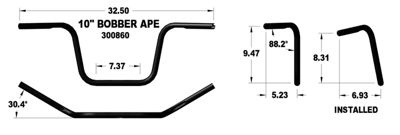 KHROME WERKS Handlebar - Ape Hanger - 10" - Black - Harley-Davidson '82-'22 - 300860