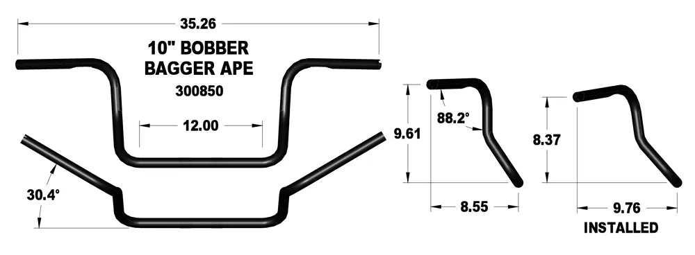 KHROME WERKS Handlebar - Ape Hanger - 10" - Black 300850