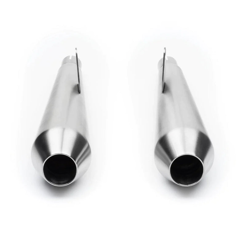 BRITISH CUSTOMS Predator Pro™ Mufflers - Brushed - Triumph 2016-2023 - BC902-102-BR - PartsOutlet.com.au