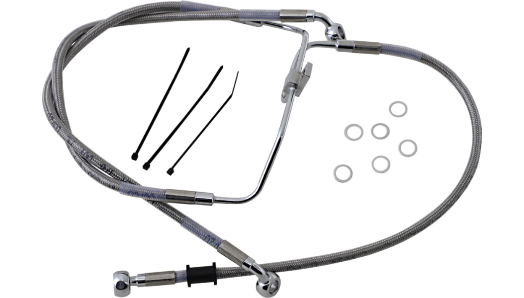 DRAG SPECIALTIES Brake Line - Stainless Steel - Harley-Davidson 2008-2017 - 18-5/8" / 18-1/4" 660325