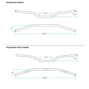 BILTWELL Handlebar - Tracker Mid - TBW & Slotted - Chrome 6008-1057 - PartsOutlet.com.au
