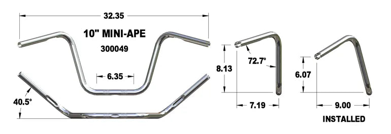 KHROME WERKS Handlebar - Ape Hanger - 10"  (8" End Rise) - Chrome - 300049