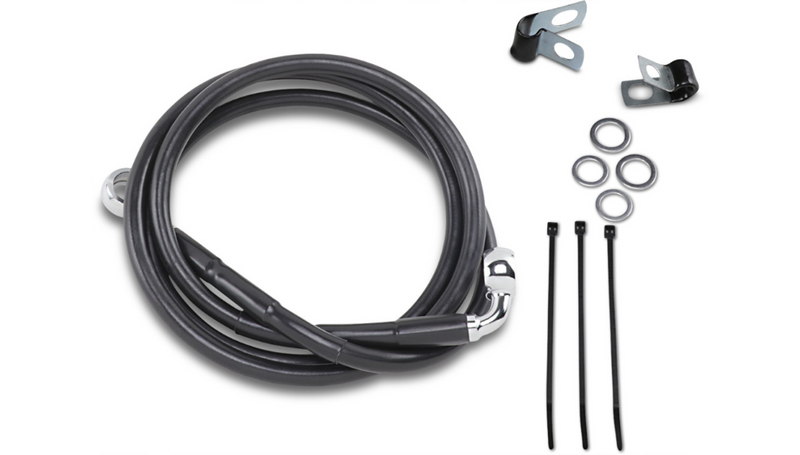 DRAG SPECIALTIES Brake Line - Front - Black - +6" - Harley-Davidson '88-'99 - 640113-6BLK