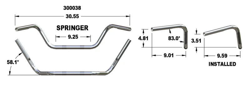 KHROME WERKS Handlebar - '97 - '04 FLSTS 300038 - PartsOutlet.com.au
