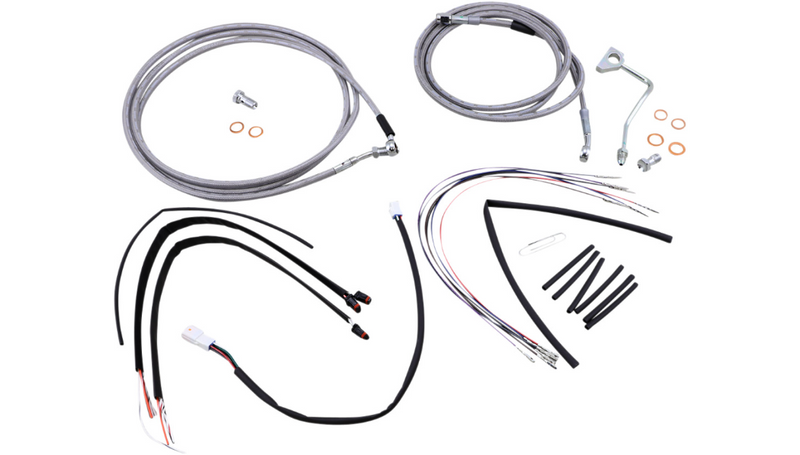 BURLY BRAND Handlebar Cable/Brake Line Kit - Complete - 16" Ape Hanger Handlebars - Stainless Steel - Road Glide '15-'16 - B30-1162