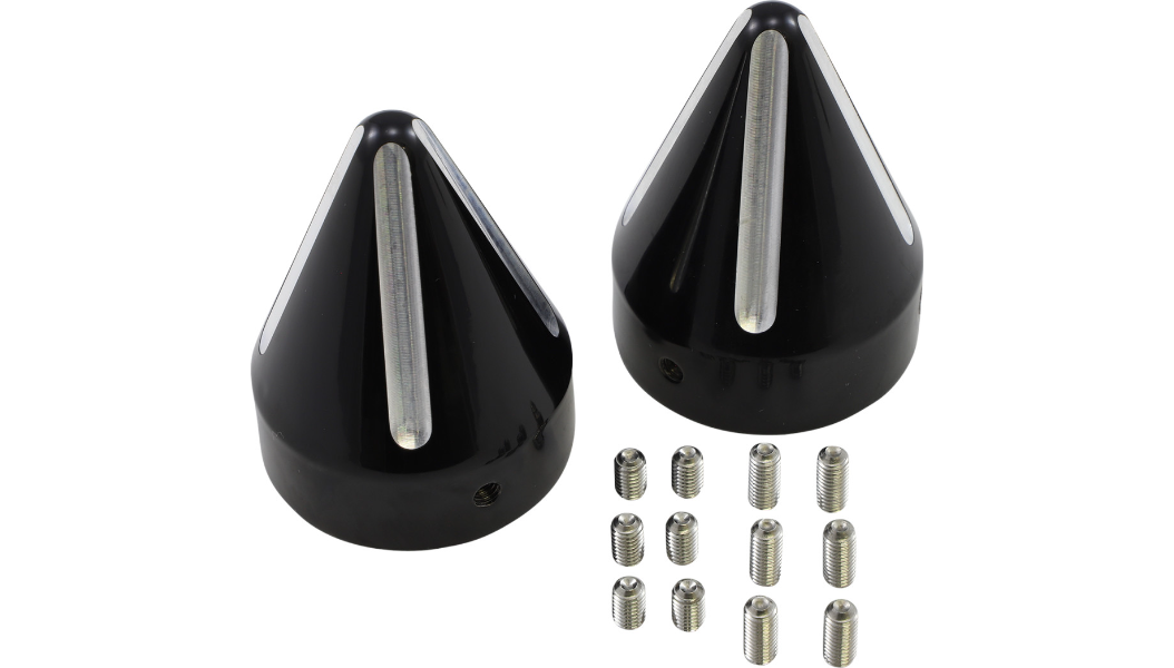 LA CHOPPERS AXLE CAPS-SPIKE CONTRAST CUT BLACK FOR HD - LA-7813-00B