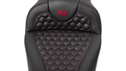 SADDLEMEN RoadSofa Seat - Honeycomb - Red Stitch - with Backrest - FLH/FLT '08-'23 A808-07R-189RED - PartsOutlet.com.au