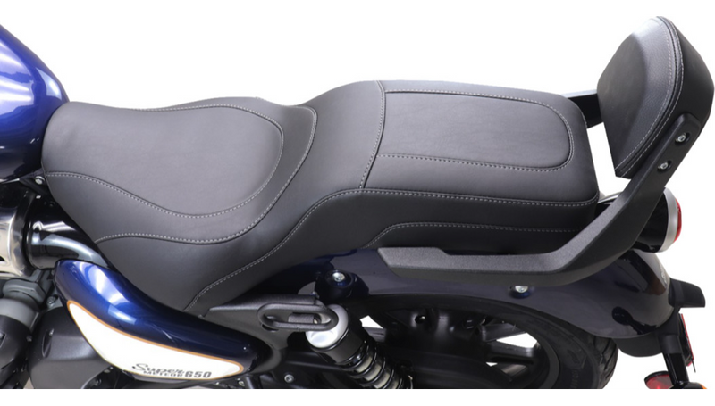 MUSTANG Squareback 2-Up Seat - Black w/ Steel Stitch - Royal Enfield '23-'25 - 88600ST