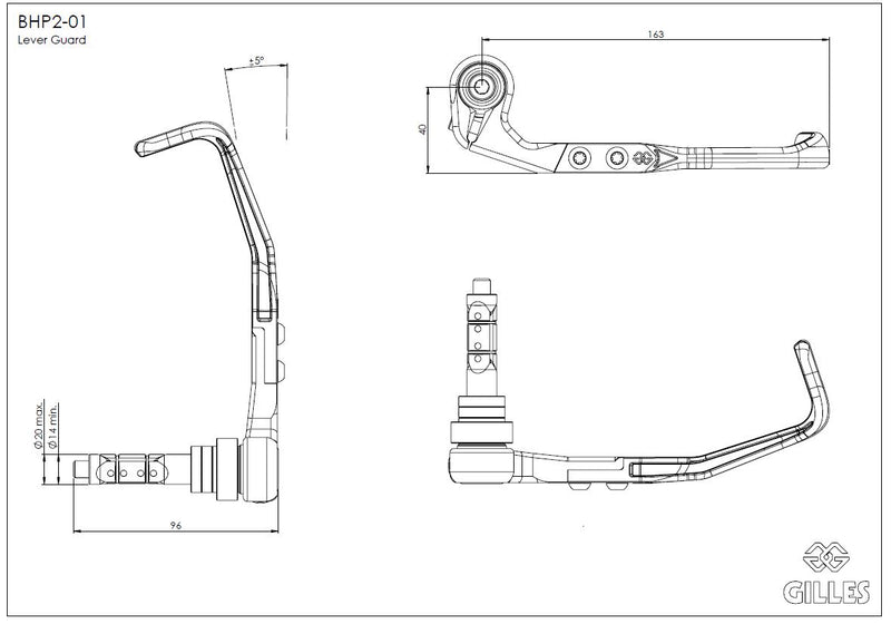 GILLES TOOLING Carbon Lever Guard - Brake - Universal - Black - BHP2-01-BD