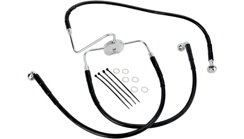 DRAG SPECIALTIES Brake Line - Front - Black - 22-1/4" / 18-9/16" - FXDL '96-'00 - 640116-BLK