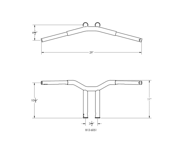 BURLY BRAND Handlebar - Dominator - Raked - 10" - Black  - B12-6051B