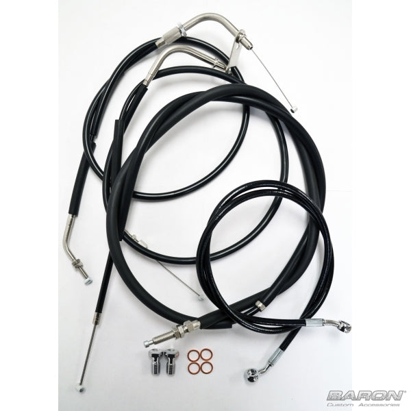 BARON Cable Kit - 12" - 14" Handlebars - Bolt - Yamaha '14-'17 - Black BA-8050KT-12B
