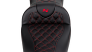 SADDLEMEN Roadsofa Seat - with Backrest - Red Stitch - FL '08-'23 A808-07R-182RED - PartsOutlet.com.au