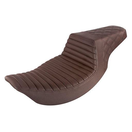 SADDLEMEN Step Up Seat - Tuck and Roll/Lattice Stitched - Brown - Street Glide/Road King '97-'07 - 897-06-176BR - PartsOutlet.com.au
