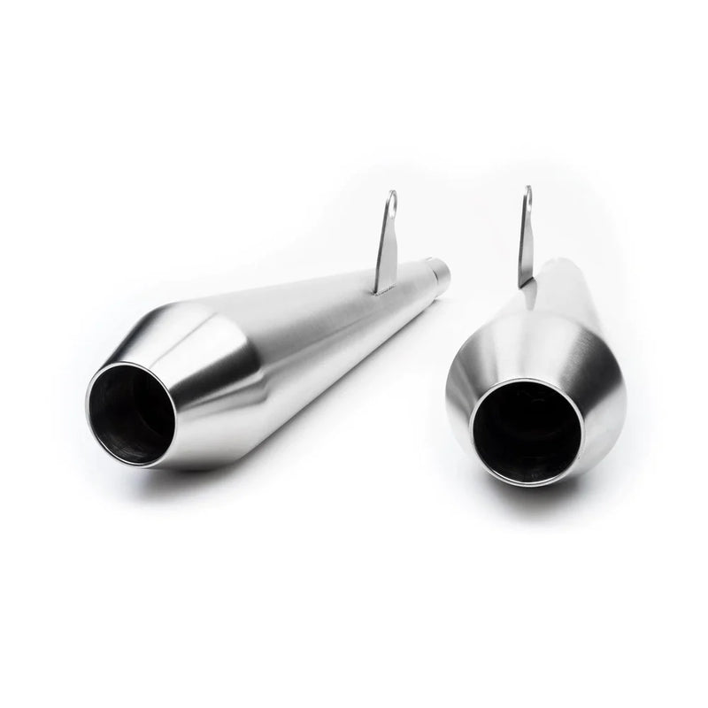 BRITISH CUSTOMS Predator Pro™ Mufflers - Brushed - Triumph 2016-2023 - BC902-102-BR - PartsOutlet.com.au