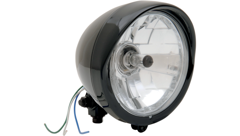 DRAG SPECIALTIES Diamond-Style Bottom-Mount 5-3/4" Head Light with Visor - Clear Lens - Black - 20-0444B