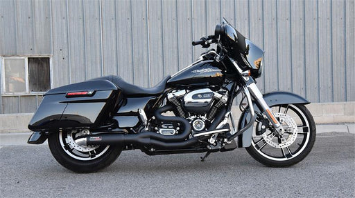 BASSANI XHAUST Road Rage II 2-Into-1 with Hot Rod Turnout Muffler System - '17-'21 Bagger - Black 1F88B - PartsOutlet.com.au