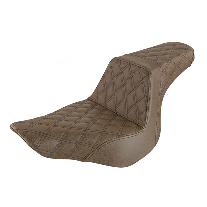 SADDLEMEN Step Up Seat -18+ Fatboy & 23+ Breakout - Lattice Stitched - Brown 818-27-175BR - PartsOutlet.com.au