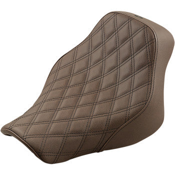 SADDLEMEN Renegade Solo Seat - 18+ Street Bob -Lattice Stitched - Brown 818-30-002BLS - PartsOutlet.com.au