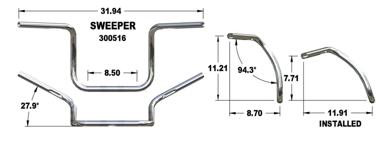 KHROME WERKS Handlebar - 2+2 - Chrome 300516 - PartsOutlet.com.au