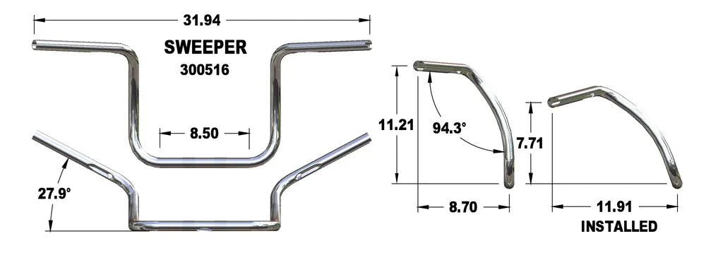 KHROME WERKS Handlebar - 2+2 - Chrome 300516