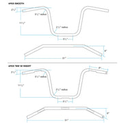 BILTWELL Handlebar - Ape Hanger - TBW - Black - TBW W/ INSERT - 6004-2017 - PartsOutlet.com.au