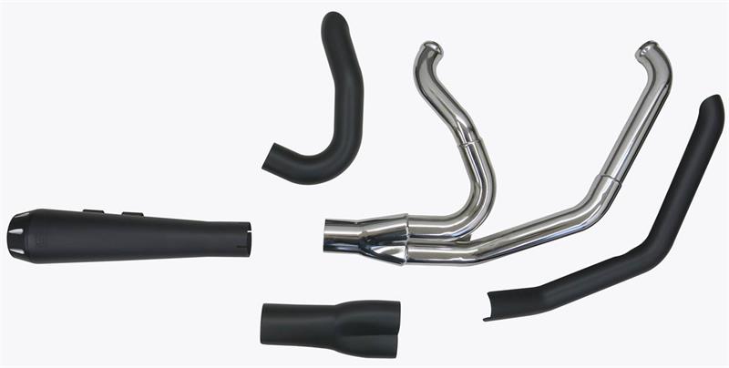 BASSANI XHAUST Road Rage III 2 into1 - 2018+ M8 Softail Street Bob, Lowrider, Slim & Fat Bob - BLACK 1S72RB - PartsOutlet.com.au