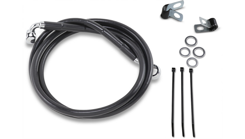 DRAG SPECIALTIES Brake Line - Front - Black - +8" - '99-'07 FXST - 640210-8BLK