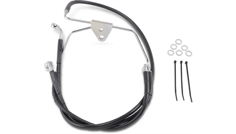DRAG SPECIALTIES Brake Line - Front - Black - +8" - FLH '96-'07 - 660411-8BLK